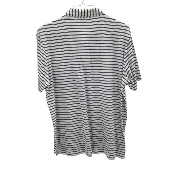Peter Millar White/Navy Stripe Polo Men's Size L - Picture 2 of 5
